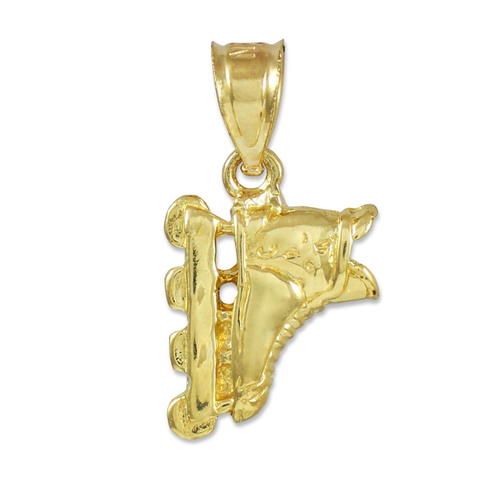 10k Solid Gold Roller Blade Pendant Necklace - Yellow Or White Gold 422$